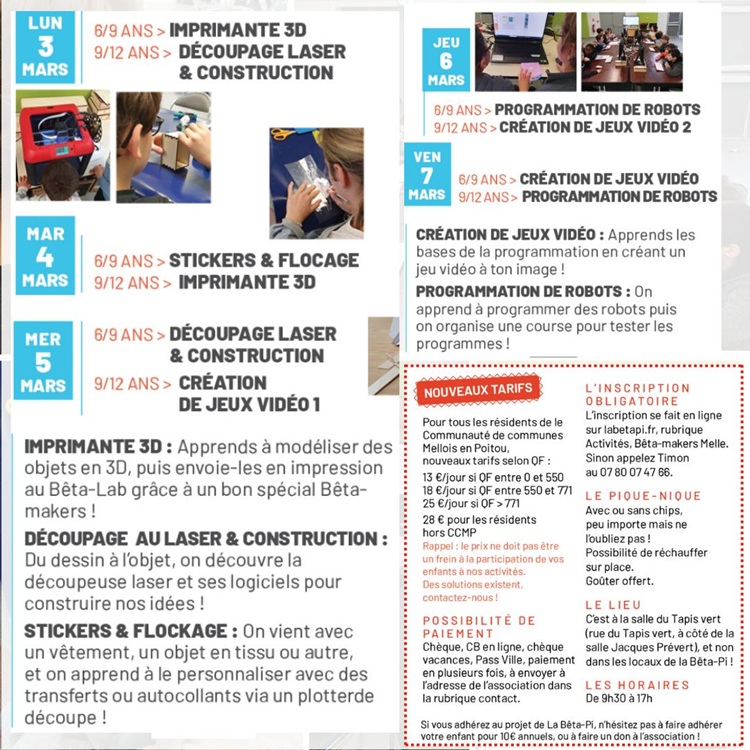 Atelier 6-12 ans petites vacances 2