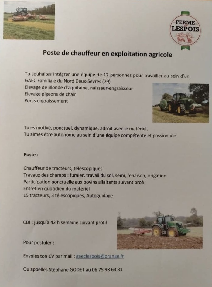 Chauffeur en exploitation agricole