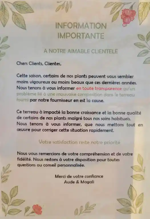 Information Importante de Volupte Florale Information Importante de Volupte Florale