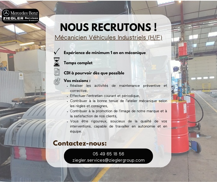 Mécanicien Véhicules Industriels (H/F)