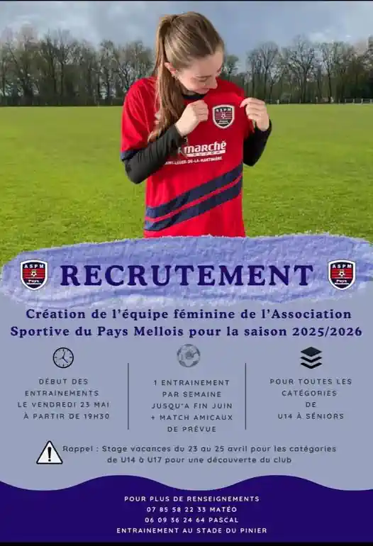 Recrutement pour Equipe féminine à Melle