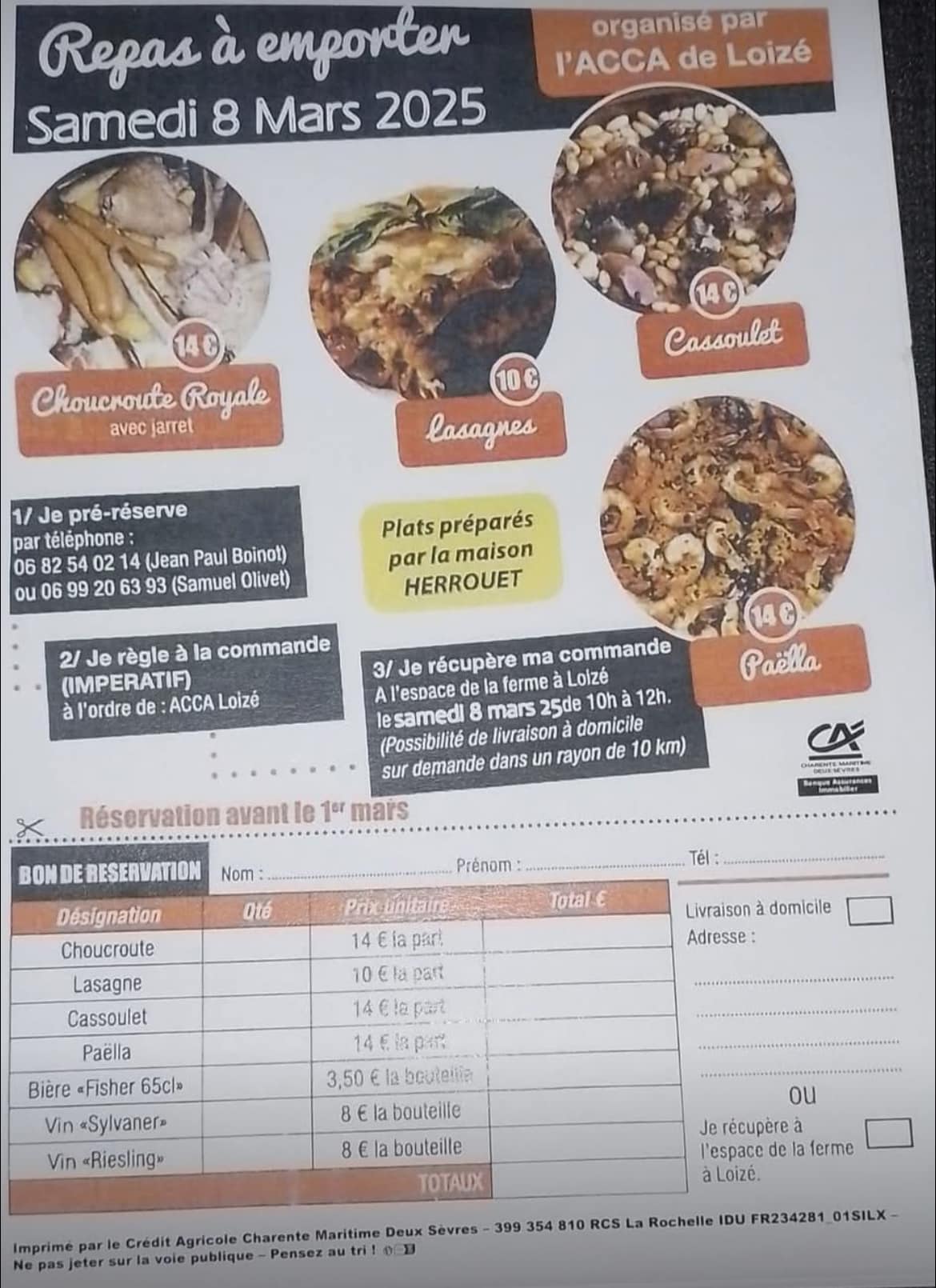 Repas à emporter à Loizé