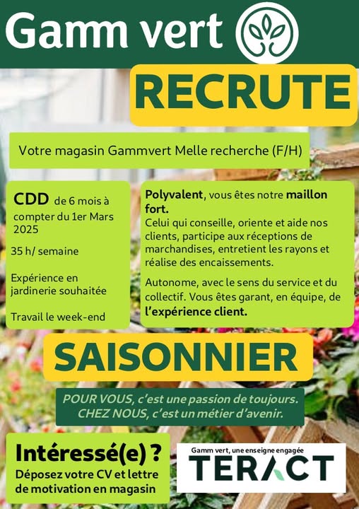 Saisonnier chez Gamm vert