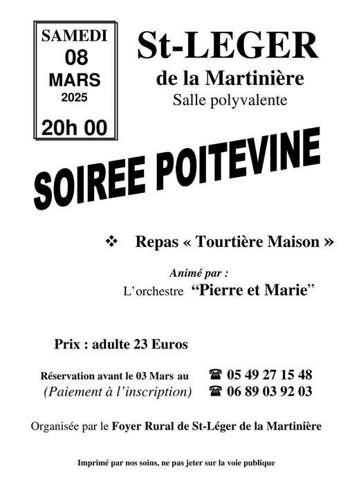 Soirée Poitevine à Saint-Léger-de-la-Martinières