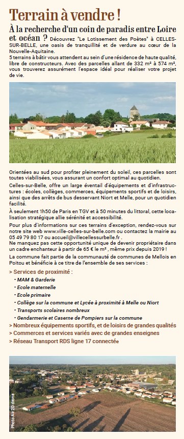 Terrains à vendre à Celles-sur-Belles